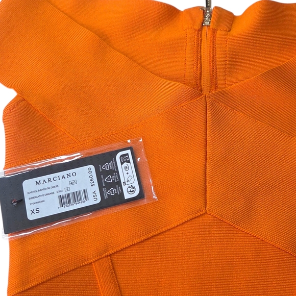 Marciano Guess Bandage Dress Y2K Bodycon NEW Womens XS Orange Cocktail Party - Picture 11 of 14
